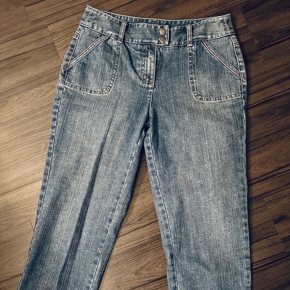 Talbots petites stretch crop jeans women’s size 4 faded denim - Picture 1 of 7